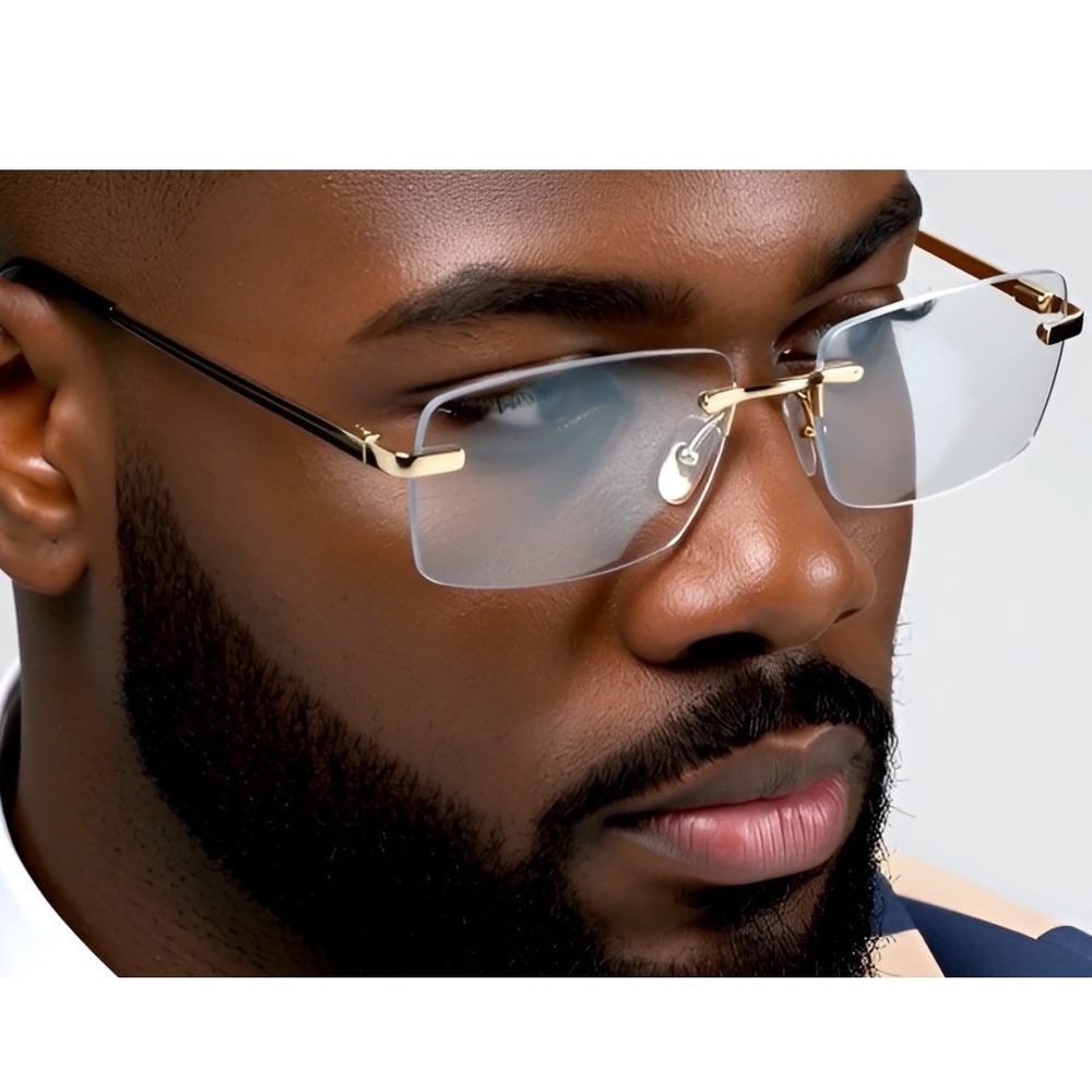 Frameless Glasses Gold Frame Clear Lens Lightweight Fashion Eyeglasses Lentes‎